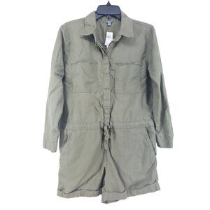 Aerie Linen Short Romper Women's Size Small Green